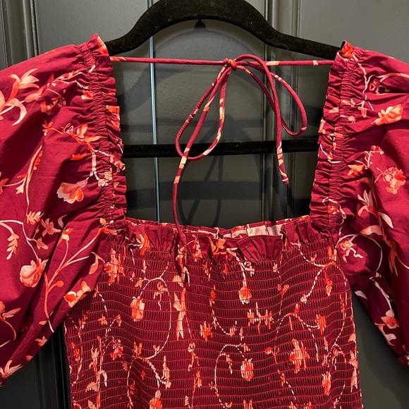 Hill House Burgundy Floral Midi Dress - Picture 6 of 6